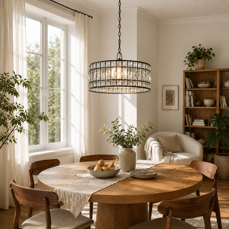 Willa Arlo™ Interiors Baconton 3-Light Dimmable Crystal Drum